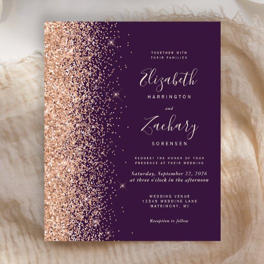 Papier Mariage de Parties scintillant Budget Dark Purple 
