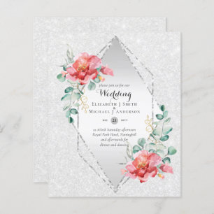 Papier Mariage de Parties scintillant d'argent rouge à fa