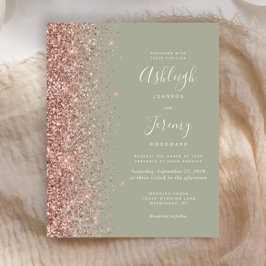 Papier Mariage de Parties scintillant d'or Rose Budget Sa