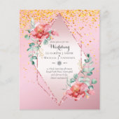 Papier Mariage de Parties scintillant Red Floral Rose Gol (Devant)