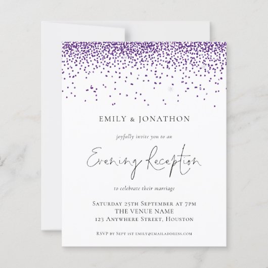 Papier Mariage de Parties scintillant violet budget Récep (Devant)