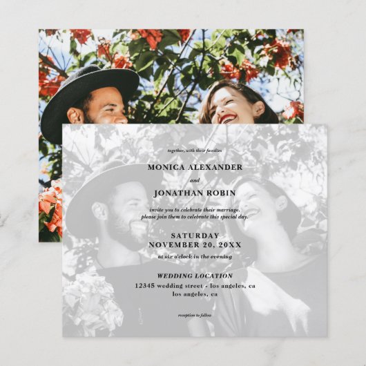 Papier Mariage de paysage photo noir et blanc Budget (Devant / Derrière)