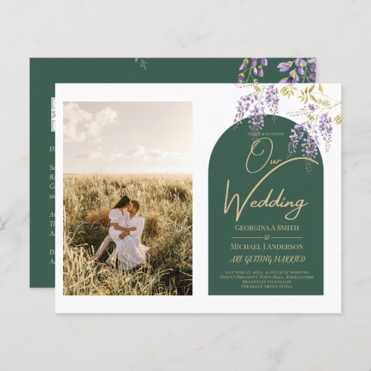 Papier Mariage de PHOTO tout-en-1 Budget Wisteria QR Code (Devant / Derrière)