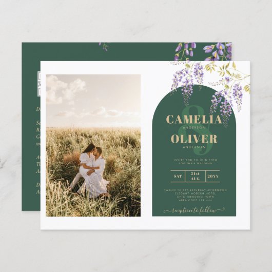 Papier Mariage de PHOTO tout-en-1 Budget Wisteria QR Code (Devant / Derrière)