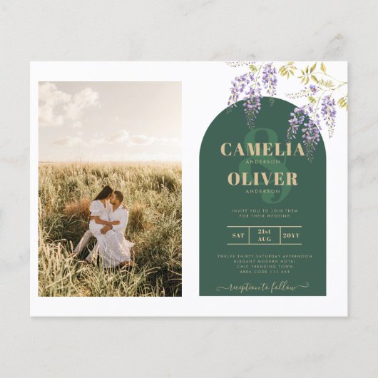 Papier Mariage de PHOTO tout-en-1 Budget Wisteria QR Code (Devant)