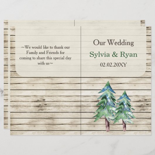 Papier Mariage de pin de bois rustique (Devant / Derrière)