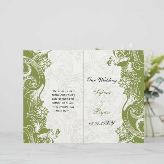 Papier Mariage de printemps vert et blanc (Debout devant)