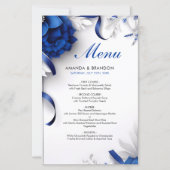 Papier Mariage de rubans bleu et argent de la marine chic (Devant)