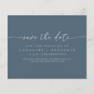 Papier Mariage de script bleu foncé minimal du budget Dat