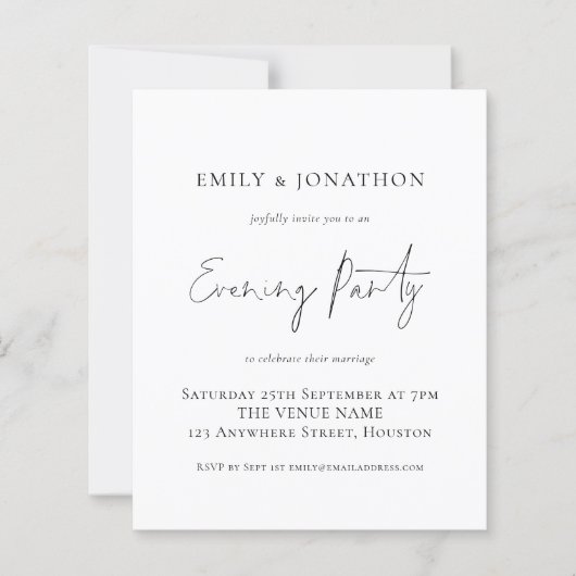 Papier Mariage de script budgétaire Invitation de soirée (Devant)