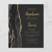 Papier Mariage de script de brosse de l'Agate d'or noir B (Devant)