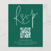 Papier Mariage de script de code QR Budget Emerald RSVP (Devant)