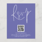 Papier Mariage de script de code QR budgétaire bleu RSVP (Devant)