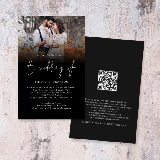 Papier Mariage de script de code QR photo budgétaire Invi
