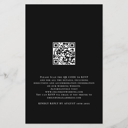 Papier Mariage de script de code QR photo budgétaire Invi (Dos)