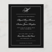 Papier Mariage de script de monogramme noir blanc élégant (Devant)
