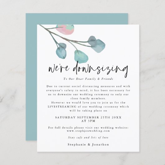 Papier Mariage de script de réduction budgétaire Eucalypt (Devant / Derrière)