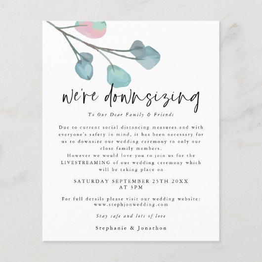 Papier Mariage de script de réduction budgétaire Eucalypt (Devant)