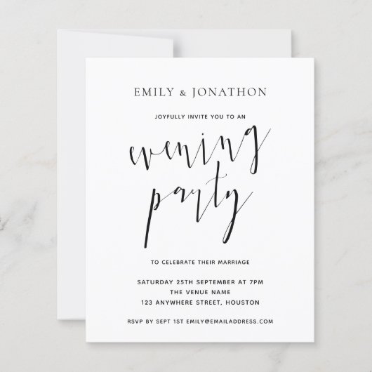 Papier Mariage de script élégant budget Invitation de soi (Devant)