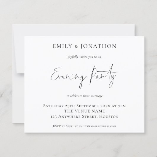 Papier Mariage de script élégant budget Invitation de soi (Devant)