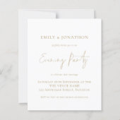 Papier Mariage de script Gold Budget Invitation de soirée (Devant)