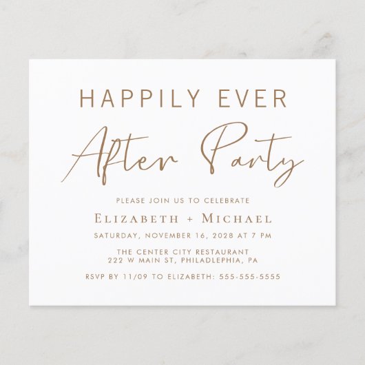 Papier Mariage de script or chic après l'invitation de fê (Devant)