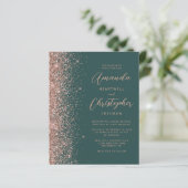 Papier Mariage de style écriture Rose Gold Vert foncé Bud (Debout devant)