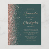 Papier Mariage de style écriture Rose Gold Vert foncé Bud (Devant)