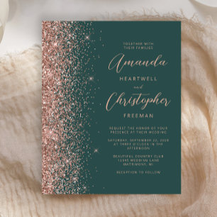 Papier Mariage de style écriture Rose Gold Vert foncé Bud