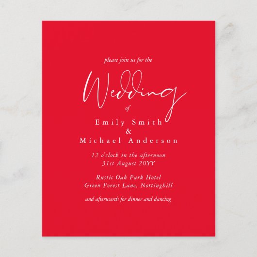 Papier MARIAGE de tendance BUDGET couleurs NOIR et rouge (Devant)
