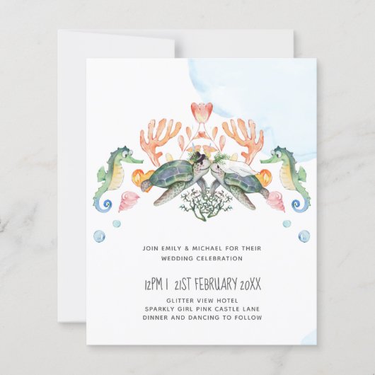 Papier Mariage de tortues de mer avec mariée et chambre (Devant)