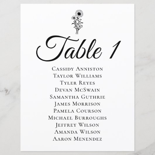 Papier Mariage de tournesol Tableau de sièges Fleurs sauv (Devant)