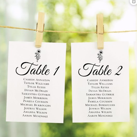 Papier Mariage de tournesol Tableau de sièges Fleurs sauv