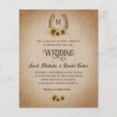 Papier Mariage de tournesols rustiques de l'Ouest Monogra (Devant)