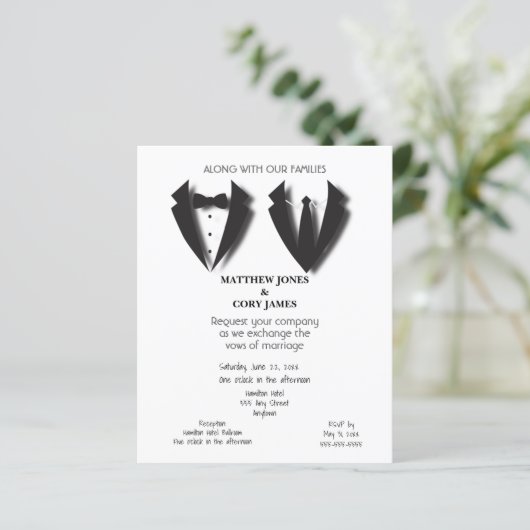 Papier Mariage de Tuxedos gris noir et blanc (Debout devant)