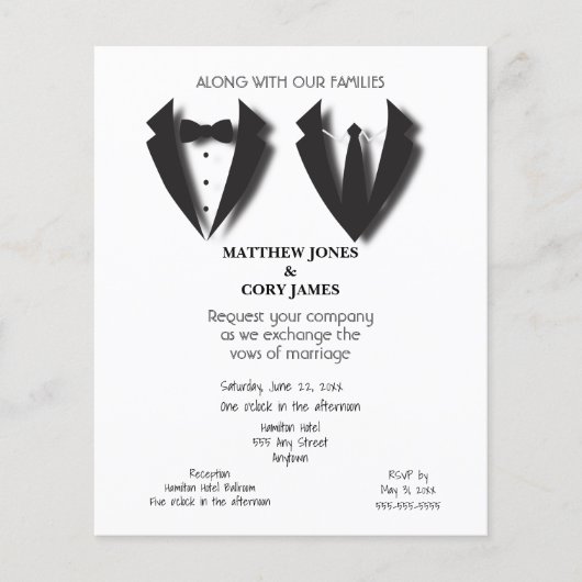 Papier Mariage de Tuxedos gris noir et blanc (Devant)
