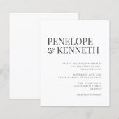 Papier Mariage de typographie noir blanc élégant du budge (Devant / Derrière)