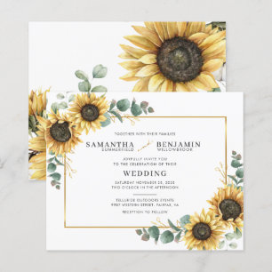 Papier Mariage de verdure de tournesol floral eucalyptus