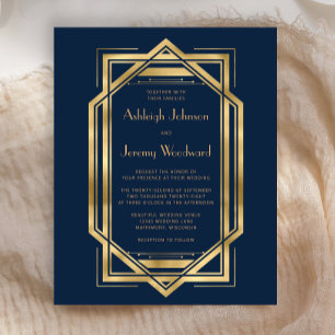 Papier Mariage Déco Vintage Bleu Nuit Or Budget Années 19