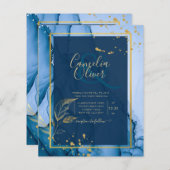 Papier Mariage d'encre d'alcool bleu LeahG® Navy (Devant / Derrière)