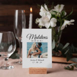 Papier Mariage Destination Nom de la table Couple Voyage<br><div class="desc">Améliorez l'élégance et la personnalisation de votre mariage avec notre décoration de nom de table de destination Mariage. Parfaits pour les mariages à destination ou les fêtes sur le thème du voyage, ces panneaux portent le nom d'un pays comme nom de table, à côté d'une belle photo du couple, ajoutant...</div>