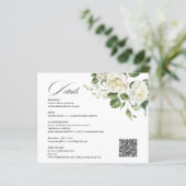 Papier Mariage détails code QR Floral Crème Eucalyptus (Debout devant)