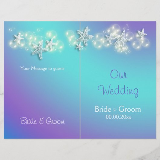 Papier Mariage d'étoiles de plage bleu violet (Dos)