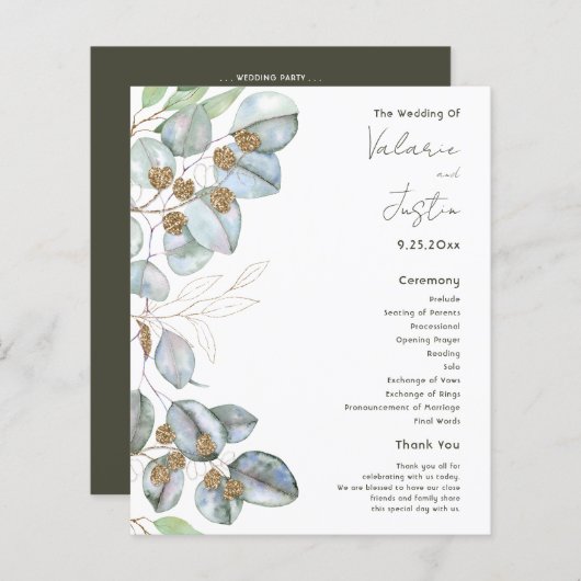 Papier Mariage d'Eucalyptus éco-vert budget (Devant / Derrière)