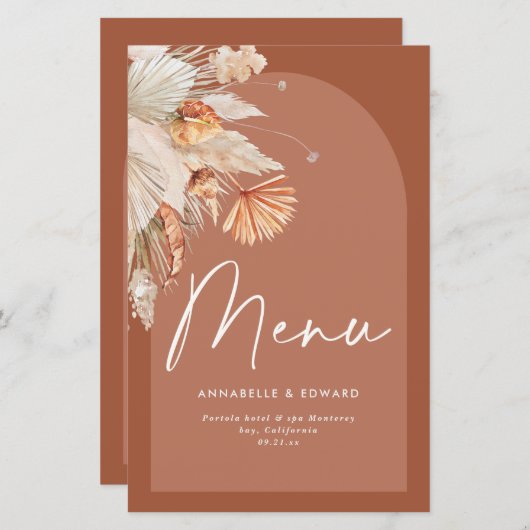 Papier Mariage d'herbe en terre cuite bohème moderne (Devant / Derrière)