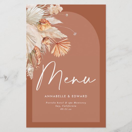 Papier Mariage d'herbe en terre cuite bohème moderne (Devant)