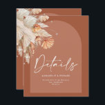 Papier Mariage d'herbe en terre cuite bohème moderne<br><div class="desc">Pampas de terre cuite bohème moderne herbe carte de détails mariage élégante.</div>