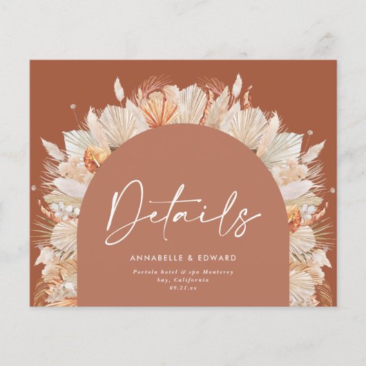 Papier Mariage d'herbe en terre cuite bohème moderne (Devant)