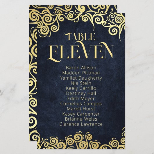 Papier Mariage D'Hiver Bleu Et Or Fleuri (Devant / Derrière)