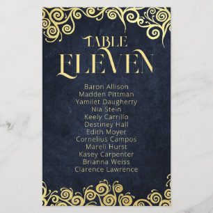 Papier Mariage D'Hiver Bleu Et Or Fleuri